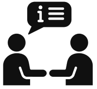 Dos personas conversando informativamente